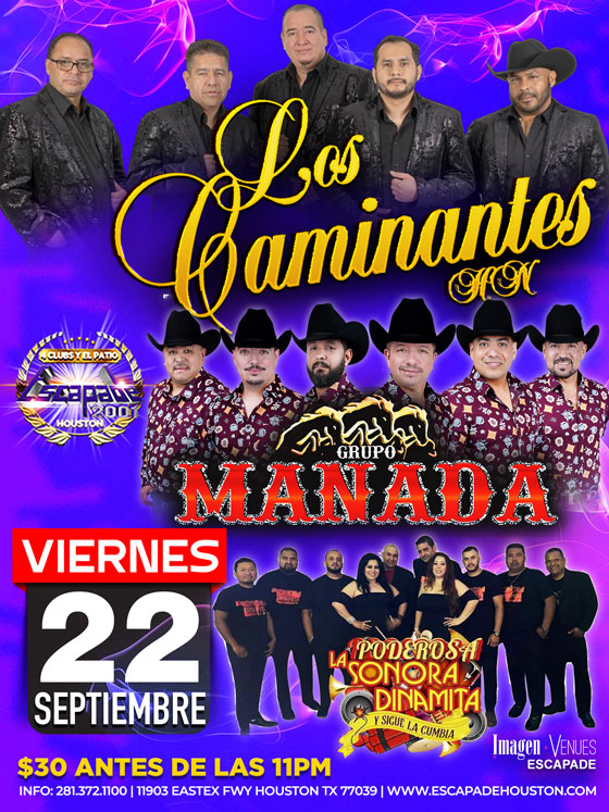 Los Caminantes, Grupo Manada y La Poderosa Sonora Dinamita en Houston