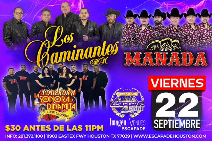 Los Caminantes, Grupo Manada y La Poderosa Sonora Dinamita en Houston