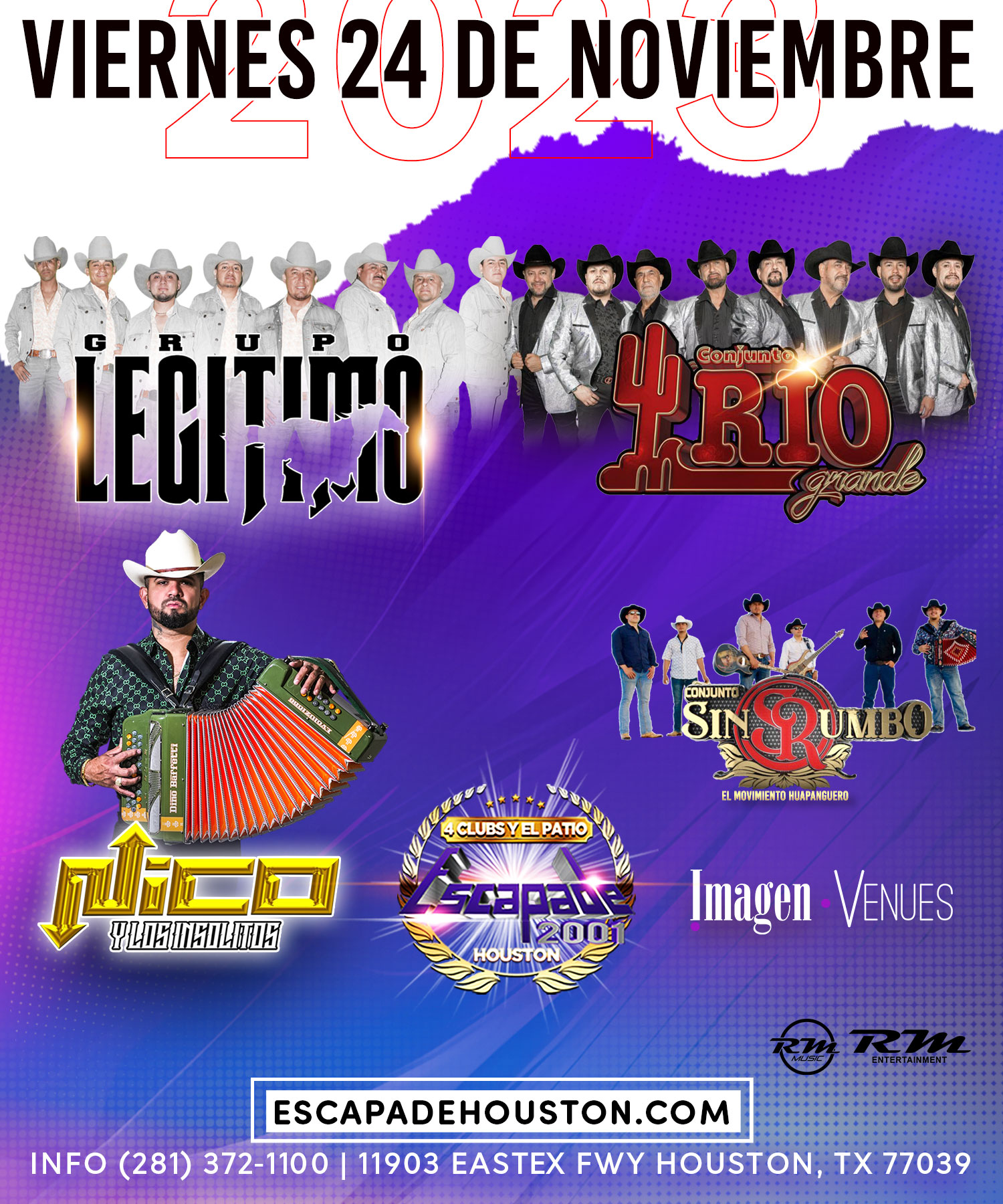 Grupo Legitimo, Conjunto Rio Grande, Nico y Los Insolitos y Grupo Sin Rumbo en Houston