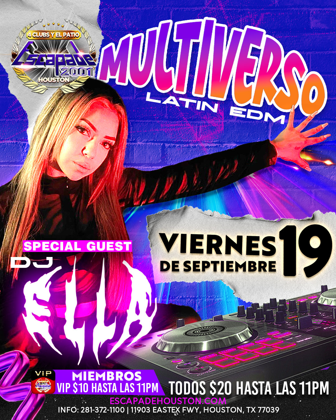 Multiverso Latin EDM – DJ Ella en Vivo – Viernes 19 de septiembre