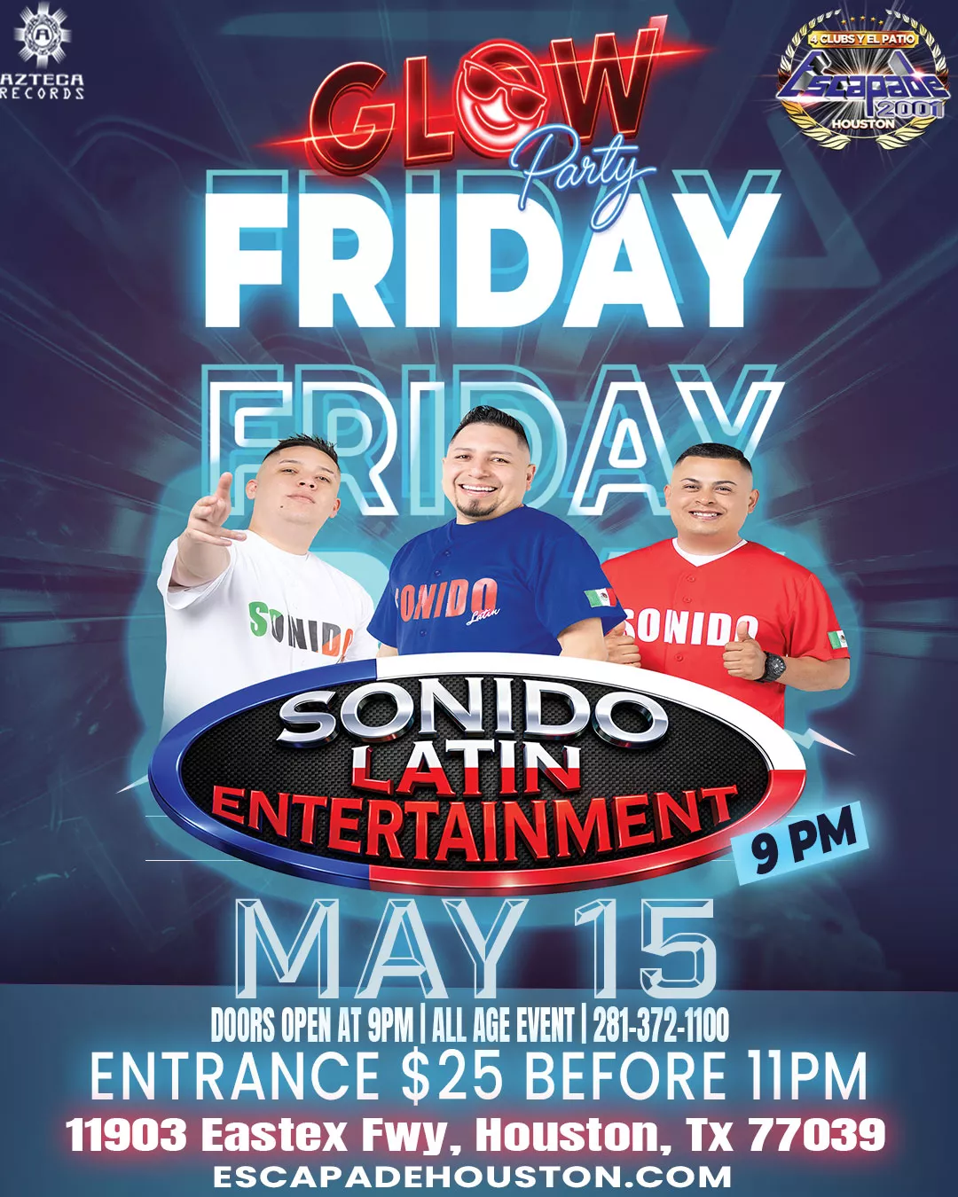 Evento Glow Party en Houston con Sonido Latin Entertainment en Escapade 2001.